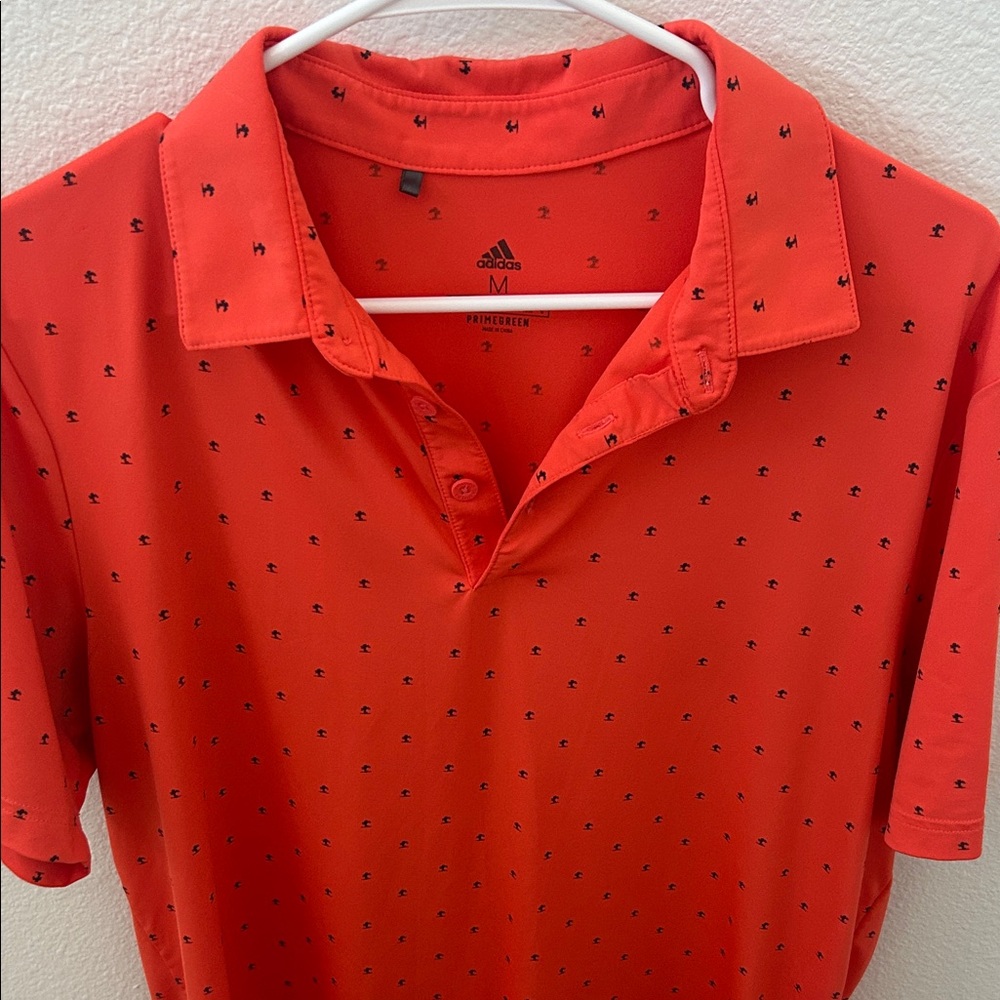 Adidas Men's Polo Shirt in Bright Red with Pattern